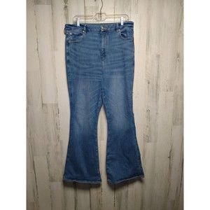 American Eagle Curvy Super High Rise Flare Medium Wash Stretch Jeans Size 14